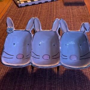 Mud Pie Blue and Pink Bunny Dish